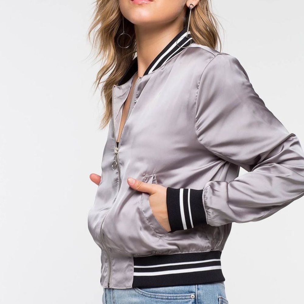 Athletic Trim Satin Bomber - Picture 3 of 5
